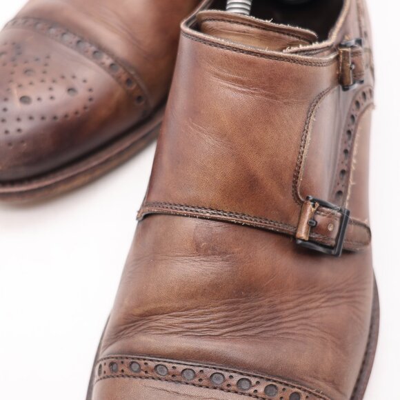 Magnanni Wingtip Double Monk Strap Men's Size 10 M Brown Leather  Dress Shoes - Picture 12 of 12